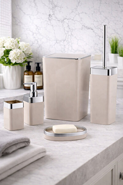 Çelik Ayna dante akrilik 5'li banyo seti kare