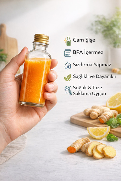 Owersea 6 Adet Şeffaf Cam Shot Şişesi 50m Sızdırmaz Gold Metal Kapaklı Süs Ço...