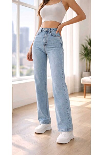 Trn JNS Sementa 90's Power Likralı Solmaz Süper Yüksek Bel Açık Kar Yıkama Je...