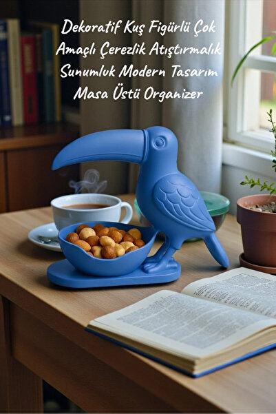 Dropcek eticaret 3D Mavi Kuş Figürlü Kuruyemiş, Kahve Yanı Sunum, Takı Organi...