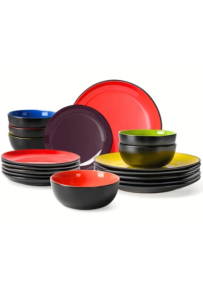 MIAMIO Dinner service for 6 people, 18-piece Le Papillon set, Bowls, Plates, ...