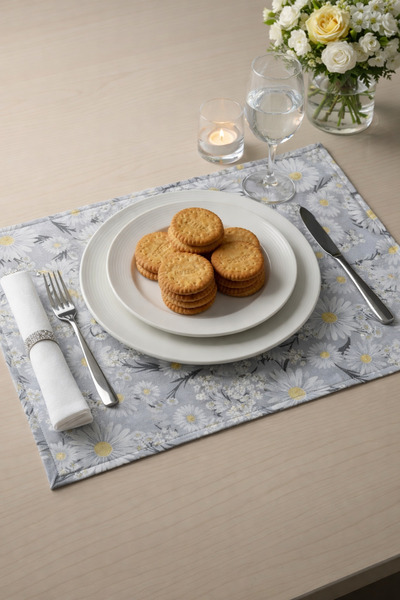 Rona Home مفارش طاولة بيتيبور بنقشة زهرة الأقحوان - مجموعة من 6 قطع |   سجادة...