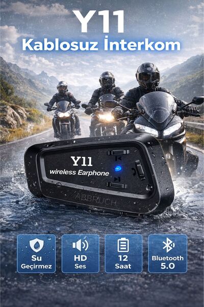 Abbruch Motosiklet Kask Bluetooth Kulaklık Su Geçirmez Y11 İntercom Kablosuz ...