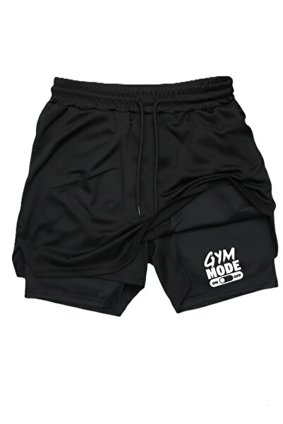 Machi Makiteks Black Tights Shorts - Gym Mode on Printed Double Layer Quick D...