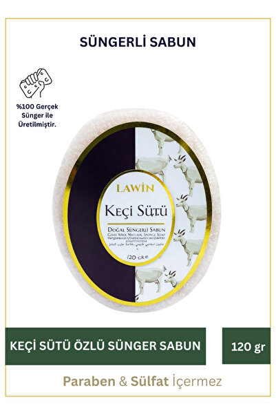 LAWİN Keçi Sütü Doğal Süngerli Sabun – Banyo Süngeri Lif, Peeling Etkili, Zen...