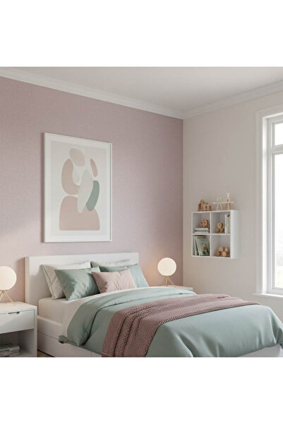Genel Markalar Soft Pembe Düz Dokulu Ucuz Duvar Kağıdı 55212