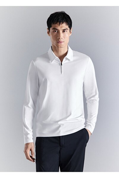 MANGO Man Comfort stretch fermuarlı polo yaka gömlek