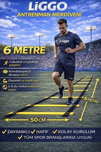 Liggo Antrenman Merdiveni 6 Metre 15 Çubuklu Idman Merdiveni