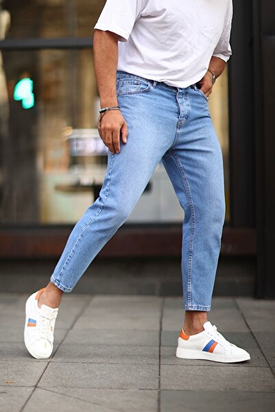 NO61 MAN Джинси з відкритим синім каменем Boyfriend