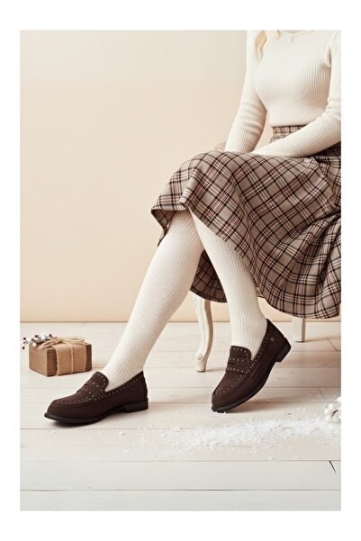 Mammamia Kahve Süet Kadın Ayakkabı - Düz Topuklu Casual Ayakkabı – Günlük - D...