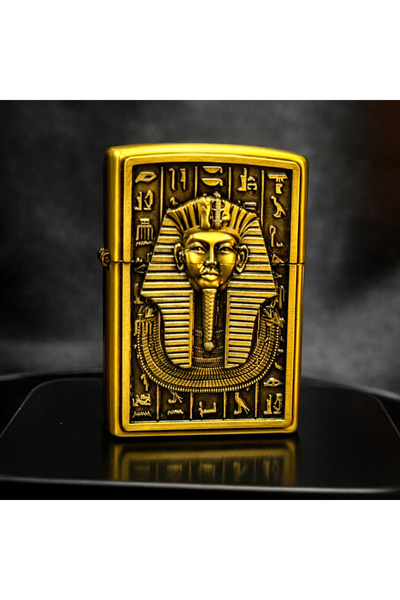 REKS Antik Mısır Firavun Çift Kabartmalı Figürlü Ağır ve Lüks Benzinli Çakmak...