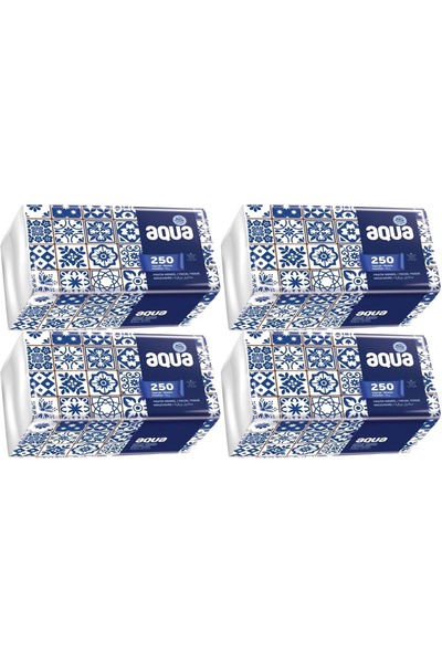 Aqua مناديل عملية 250 ورقة، عبوة واحدة (مجموعة من 4)