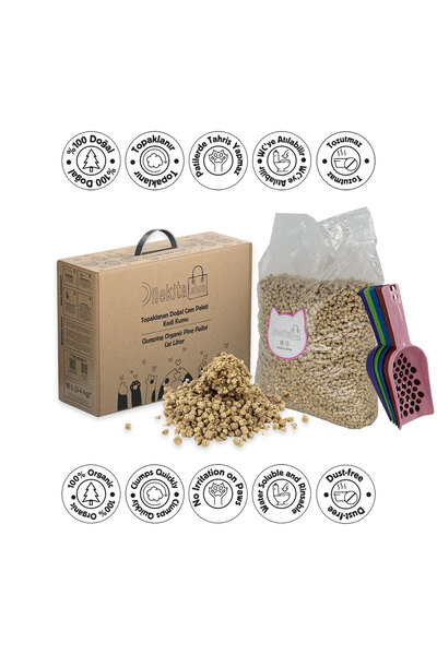 Dilekita Tanışma Paketi (10 LİTRE / 3-4 KG. TOPAKLANAN DOĞAL ÇAM PELETİ KEDİ ...