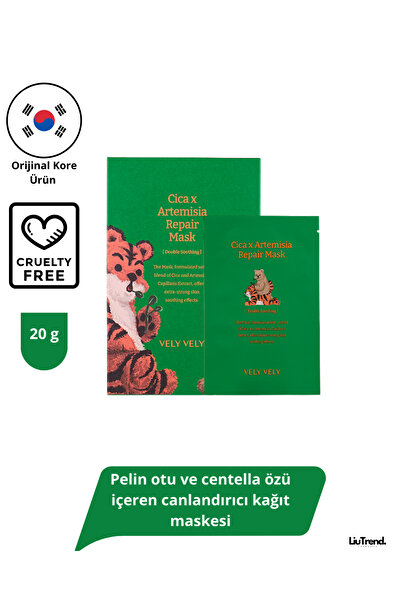 VELY VELY Cica X Artemisia Repair Mask 20 gr 10 Adet Pelin Otu Ve Centella Öz...