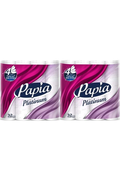 Papia Tuvalet Kağıdı (4 Katlı) 64 Lü Pk Platinum (2PK*32)