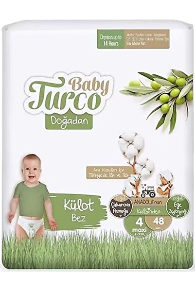 Baby Turco Külot Bebek Bezi Doğadan Beden:4 (8-18KG) Maxi 48 Adet Ekonomik Pk