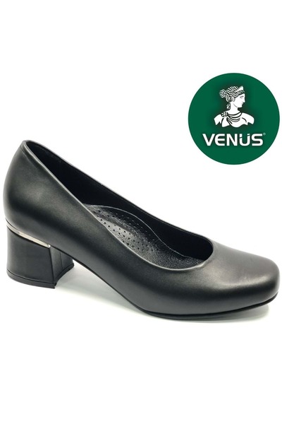 Venüs Nubian Genuine Leather Women's Heeled Shoes Black