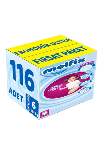 Molfix Külot Bebek Bezi Beden:6 (15+Kg) Extra Large 116 Adet Ekonomik Ultra F...