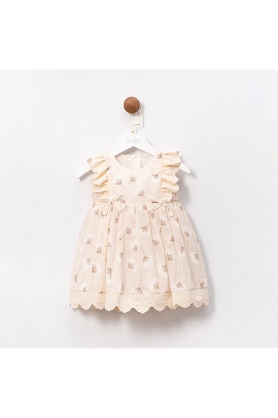 ministok Tamara Scalloped Ruffle Sleeve Girl Dress