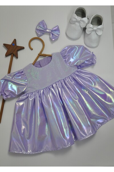 ministok Violet Toka Aksesuarlı Kız Bebek Elbise