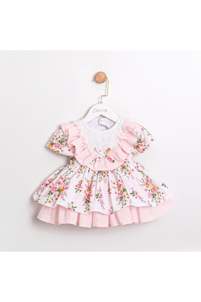 ministok Chelsea Çiçekli Kız Bebek Elbise