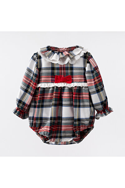 Cumino Eva Ekoseli Kız Bebek Tulum