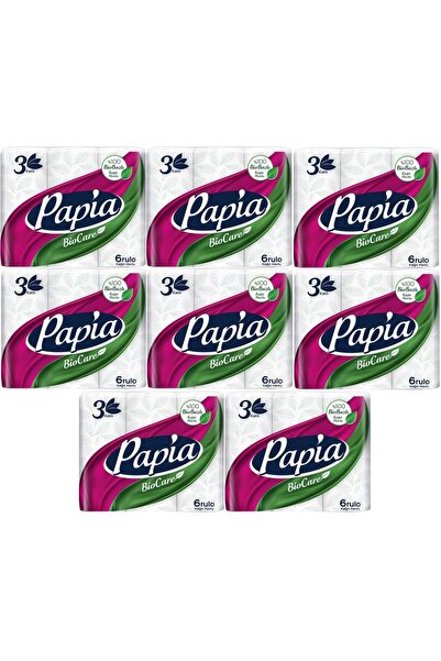 Papia مناشف ورقية (3 طبقات) مجموعة من 48 قطعة من بيو كير (8 عبوات*6)