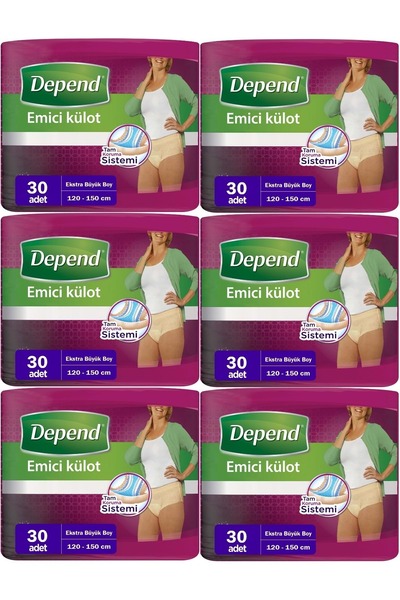 Depend Emici Külot Hasta Bezi XL - Extra Büyük Kadın 180 Adet (6PK*30)