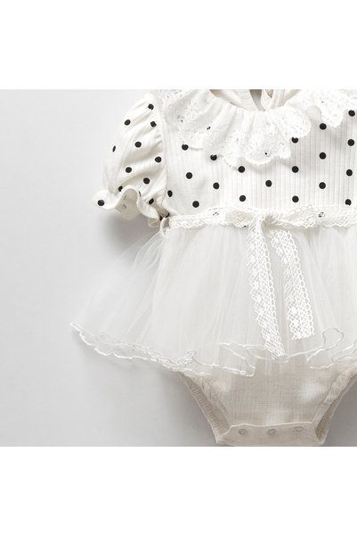 ministok Puantiyeli Tütülü Taçlı Kız Bebek Romper