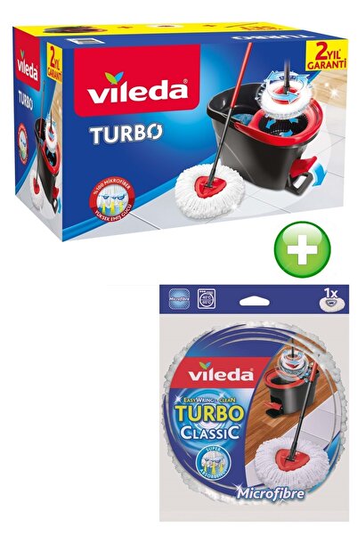 Vileda Turbo Pedallı Temizlik Seti (Komple Set)+Vileda Turbo Yedek Mop Paspas...