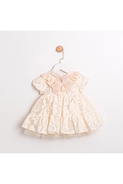ministok فستان للفتيات الصغيرات مزين بفيونكة وتفاصيل دانتيل