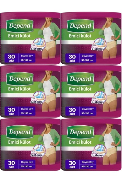 Depend Emici Külot Hasta Bezi Large - Büyük Kadın 180 Adet (6PK*30)
