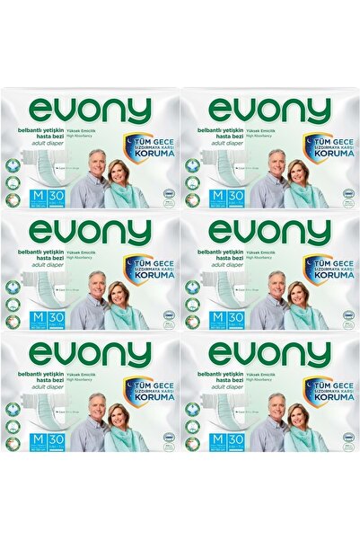 Evony Hasta Bezi Yetişkin Bel Bantlı Tekstil Yüzey M-Orta 180 Adet (6PK*30)
