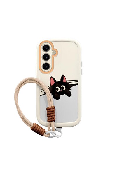 Zebana Samsung Galaxy S24 FE Uyumlu Kılıf El Bilekli Cat and Puppy Silikon Kı...