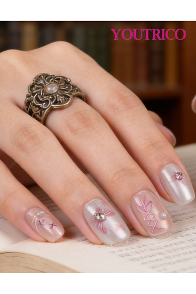 Youtrico أظافر صناعية خيالية للفتيات، أظافر قصيرة قابلة للتركيب، على شكل فراش...