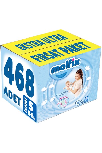 Molfix Bebek Bezi Beden:5 (11-18Kg) Junior 468 Adet Ekstra Ultra Fırsat Pk