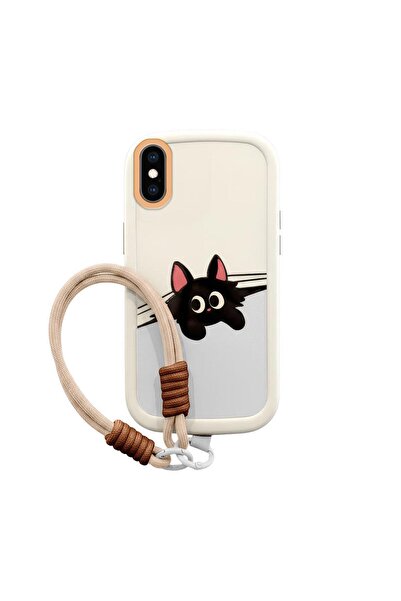 Zebana Apple iPhone XS Max Uyumlu Kılıf El Bilekli Cat and Puppy Silikon Kılı...