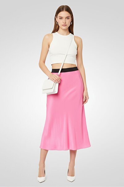 Karl Lagerfeld تنورة ميدي سادة للنساء، وردي