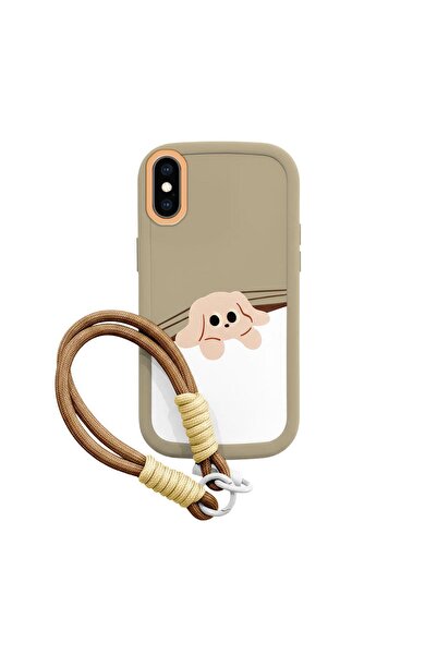 Zebana Apple iPhone XS Max Uyumlu Kılıf El Bilekli Cat and Puppy Silikon Kılı...