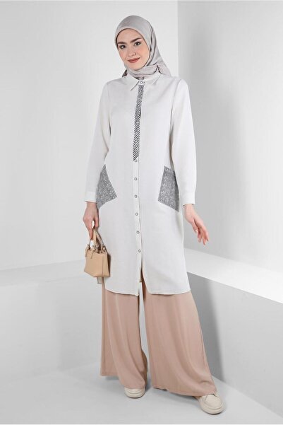 Alvina تونك طويل بتفاصيل خطوط وأزرار 43636