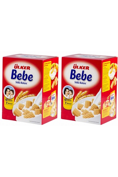 Ülker Sütlü Bebe Bisküvisi 800GR (12 Vitaminli 7 Minarelli) Kutu (2 Li Set)
