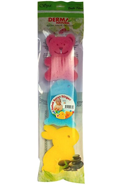 Derma Naturel 3 قطع من إسفنجة استحمام الأطفال الملونة