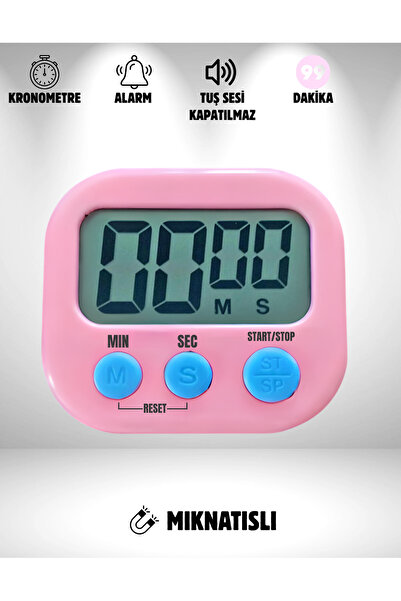 Genel Markalar Pembe Dijital Ekranlı Alarmlı Mıknatıslı Ayaklı Mutfak Zamanla...