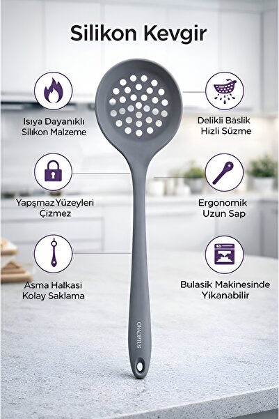 Ekostem Okaliptus Silikon Kevgir - Yüksek Isıya Dayanıklı, Yanmaz ve Yapışmaz...