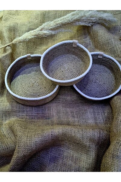 EGE ÖRGÜM منظم سلة الخوص 3 قطع، مجموعة سلة 3 قطع، منظم سلة الجوت 3 قطع منظم ا...