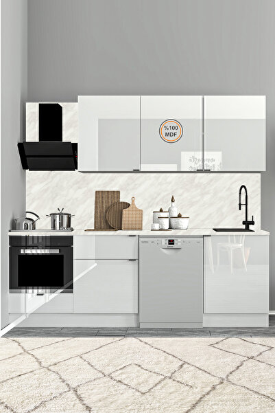 Fly Mobilya 240 Cm %100 Mdf Tezgahlı Efil Ankastre Mutfak Dolabı