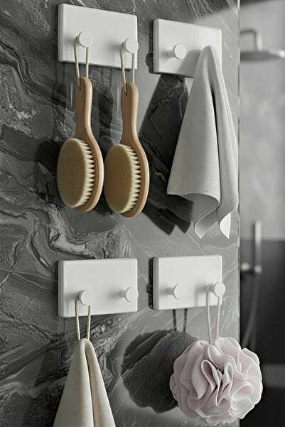 ATA HOME 4 Adet Yapışkanlı Banyo Ve Mutfak Askılığı Kolay Montajlı Askı Banyo...