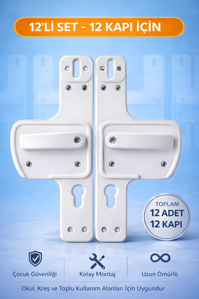 Life 360 Bariyerli Kapı Kolu | Çocuk Güvenlikli | Okul ve Kreşler İçin | 12’l...