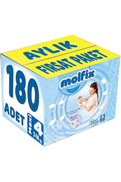 Molfix حفاضات أطفال مقاس: 4 (7-14 كجم) ماكسي 180 قطعة عبوة شهرية