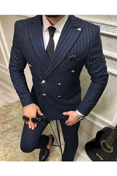 YXC Trend Maker Крувазе Смугастий Слімфіт Синій Костюм